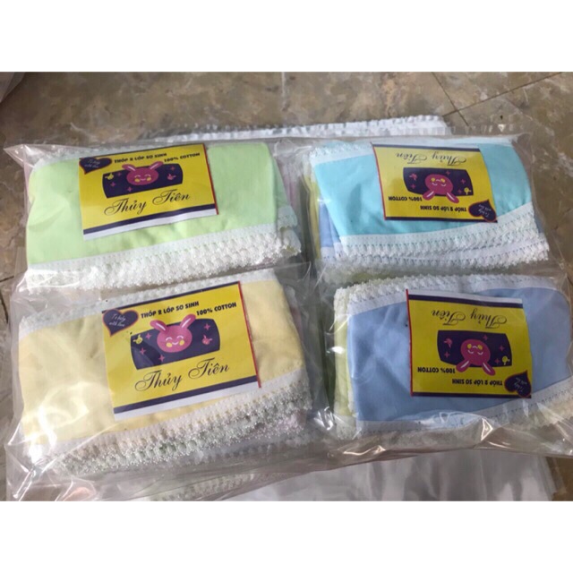 Che thóp mụ 2 lớp dày đẹp, che thóp cotton phối ren mềm mịn, băng đô cho bé