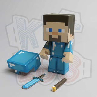 Mô hình giấy Diamond Armor Steve Minecraft