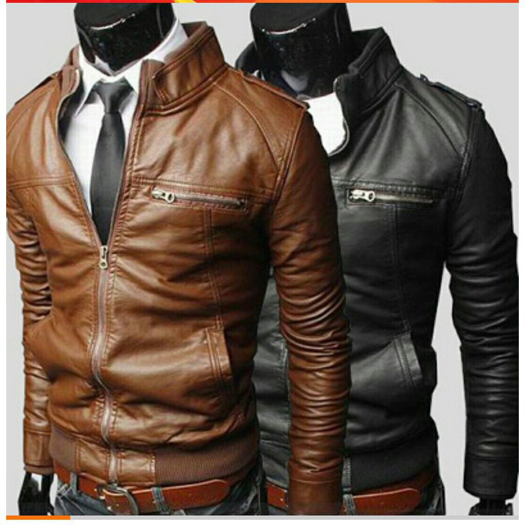 Áo da nam 2 màu Nâu, Đen lịch lãm mềm mại dày dặn