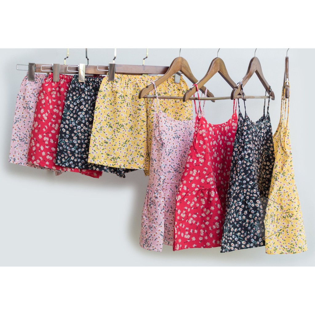 <A07Đồ bộ nữ mặc nhà đồ ngủ nữ 2 dây nhiều họa tiết hoa nhí Nhã Dung Store vải lụa cát siêu mát siêu dễ thương dưới 65kg