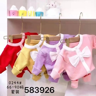 Bộ len quảng châu nơ xinh cho bé gái kèm ảnh thật