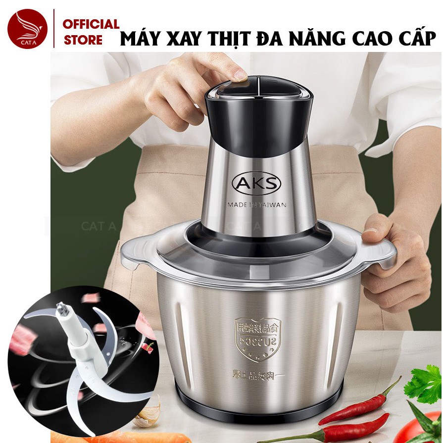 [SALE SỐC] Máy Xay Thịt Cối Inox và Thủy tinh- 4 Lưỡi Đa Năng, Công suất 300W- Xay thịt, xay tỏi ớt, BẢO HÀNH 3 THÁNG!