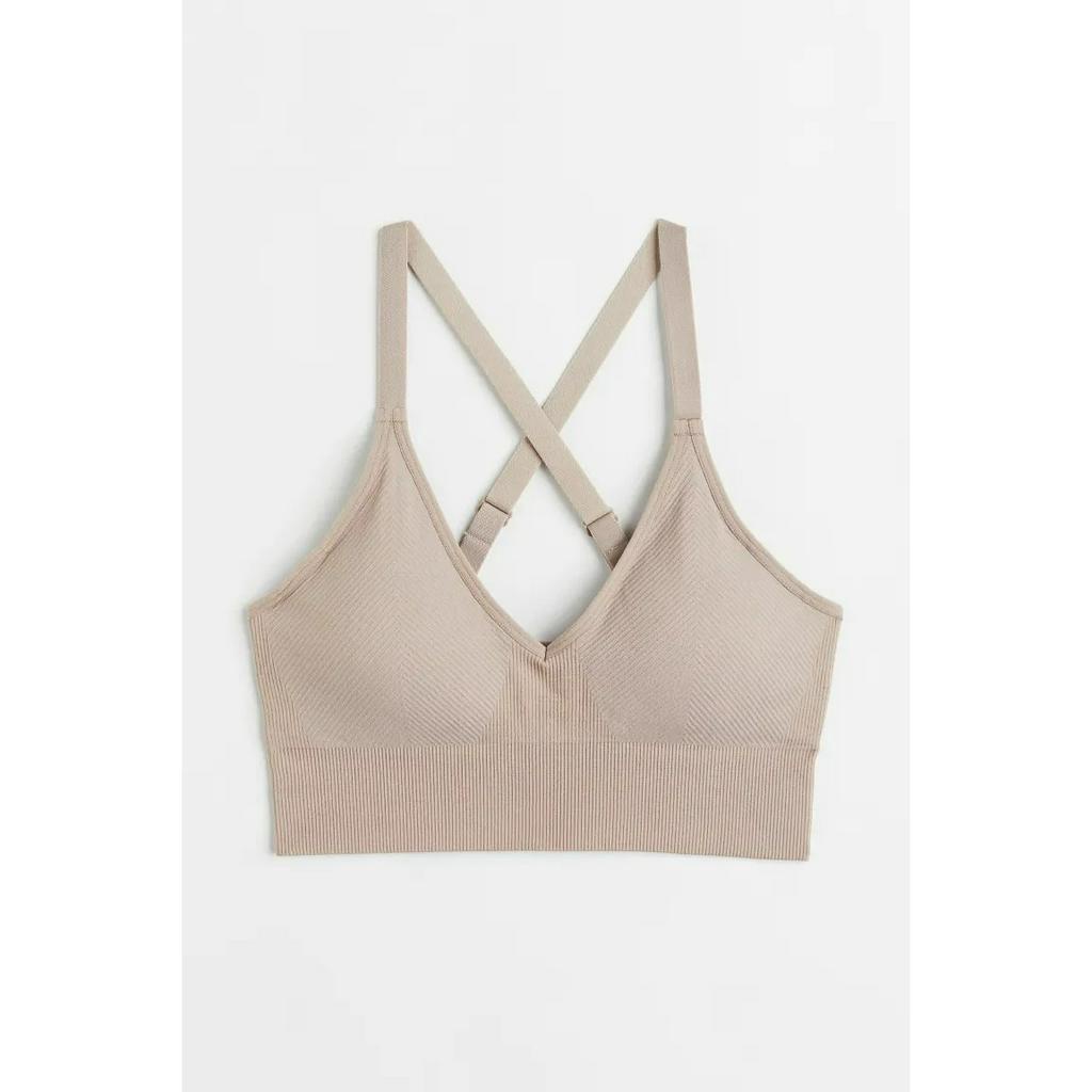 Bra thể thao màu be Medium support 1120585002 HM H&M _ hàng chính hãng Anh
