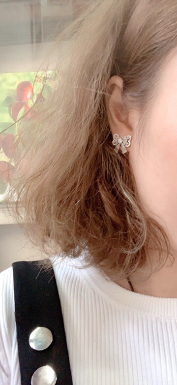 Khuyên tai tròn và nhẫn bướm siêu đẹp, đá nhân tạo sáng bạc thật mạ vàng trắng