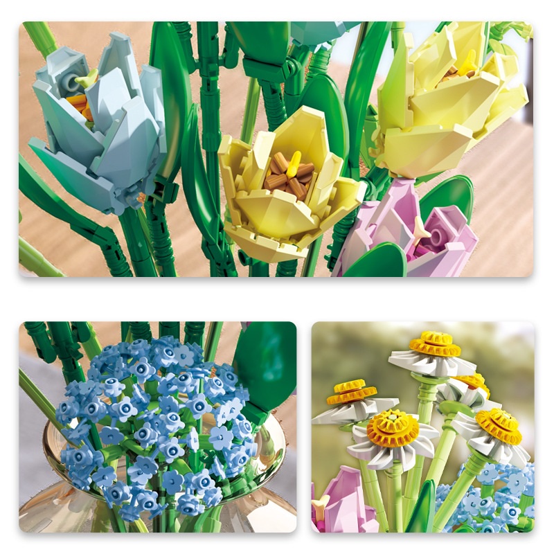 Bộ lắp ráp khối xây dựng bó hoa Tulip Panlos Brick