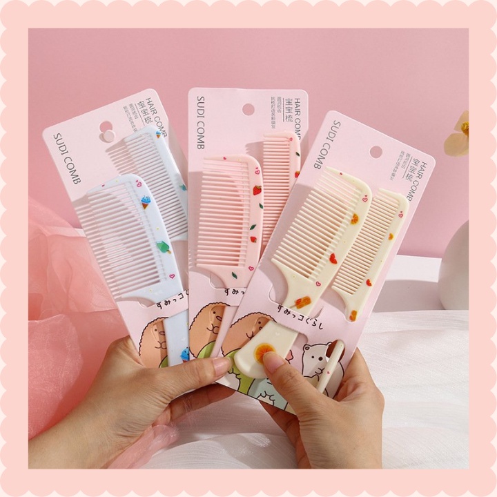 Set 2 lược chải tóc họa tiết dễ thương - Combo 2 lược mini tạo kiểu tóc xinh xắn nhỏ gọn Br 01671