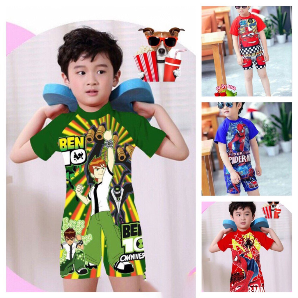 ◎Bộ đồ bơi trẻ em nam 1 mảnh liền thân vải in cao cấp đổi ảnh thực tế có video TEN001