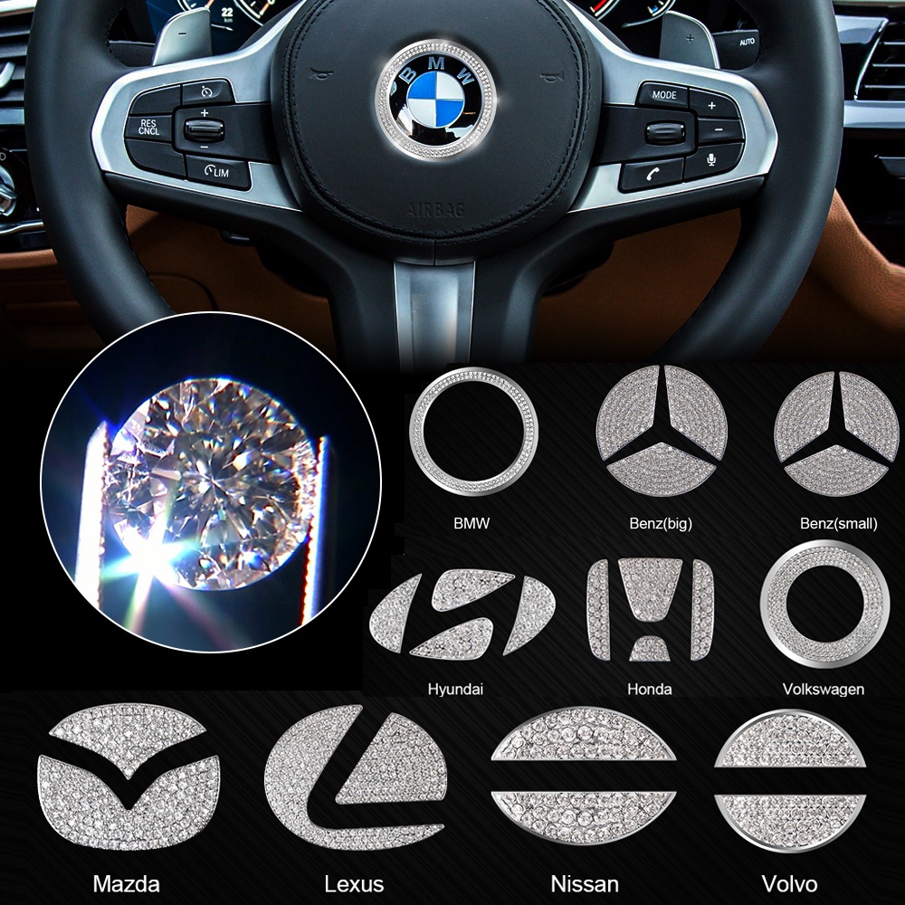 Logo dán vô lăng trang trí cho xe hơi BMW Benz Honda Volkswagen Lexus Mazda Nissan Volvo Hyundai