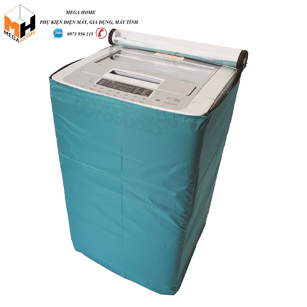 Vỏ bọc máy giặt cửa trên, áo trùm máy giặt lồng đứng, màu xanh dương chất liệu vải dù siêu bền chống mưa nắng