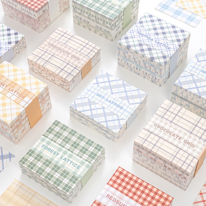 Giấy Note - Set 200 Tờ Giấy Ghi Chú/ Giấy Nền Caro Pastel