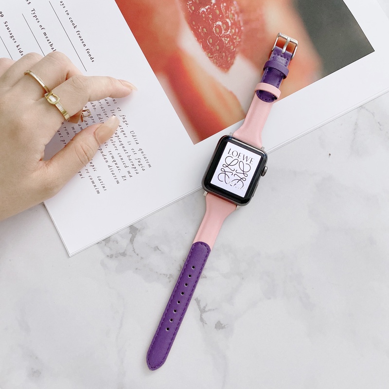 Dây đeo đồng hồ bằng da sang trọng thích hợp cho Apple Watch Series 6 SE 5 4 3 2 1 iwtch 38 40 42 44 mm