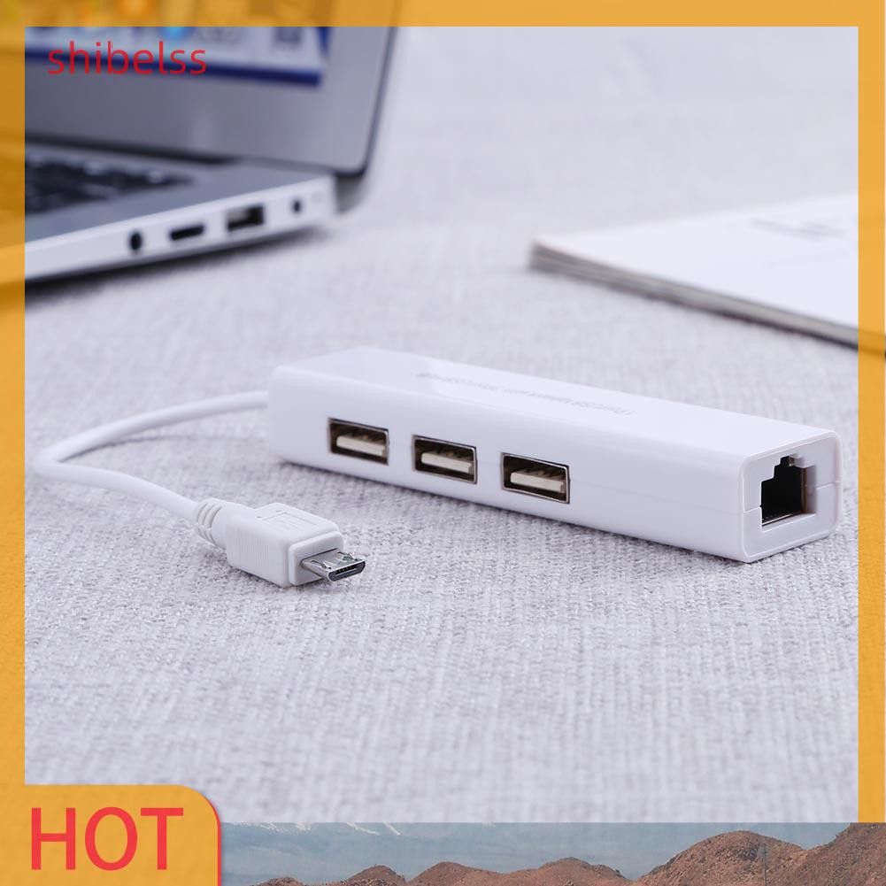 Bộ Chia 3 Cổng Usb 2.0 Hub 10 / 100mb Micro Usb Sang Rj45 Lan Chuyên Dụng