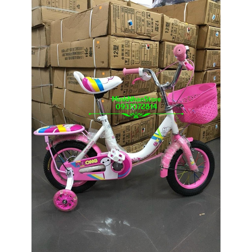 XE ĐẠP BÉ GÁI FULONG CAO CẤP THIÊN NGA VỎ TRẮNG HỒNG