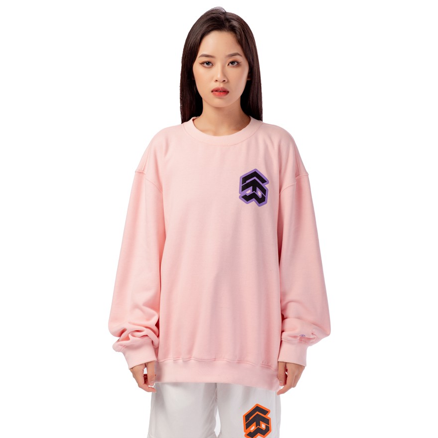 [Mã FAMALLT5 giảm 15% đơn 150K] 5THEWAY® /stroke/ BIG LOGO SQUARE SWEATER™ in CRYSTAL ROSE aka Áo Sweater Hồng