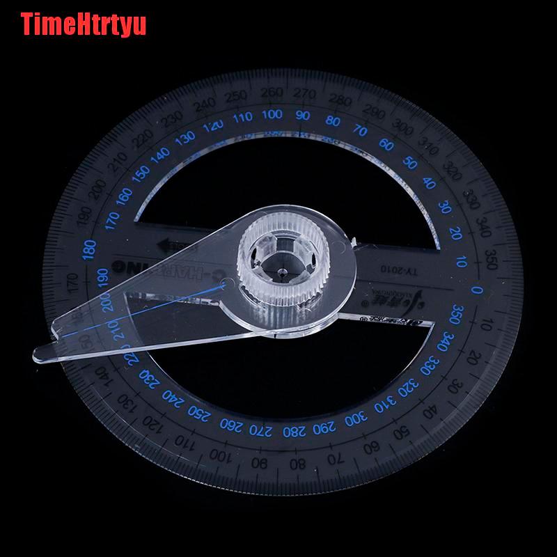 TimeHtrtyu Portable Diameter Of 10cm Plastic 360 Degree Pointer Protractor Ruler