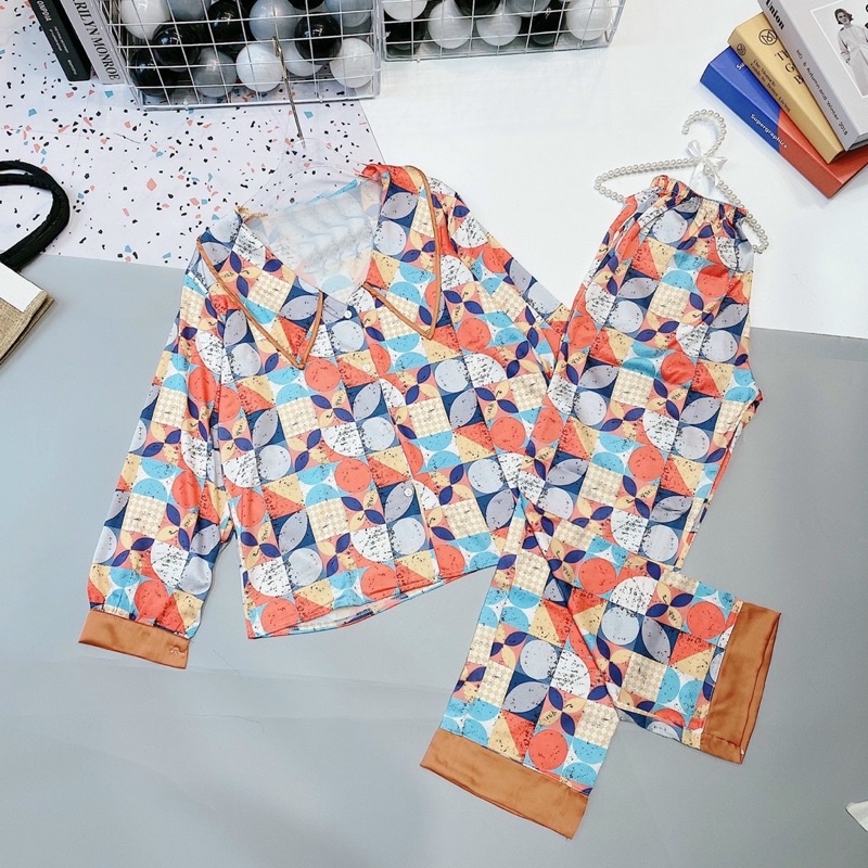 Tiệm nhà Mia - Bộ ngủ pyjama chất lụa latin mịn 2 mặt