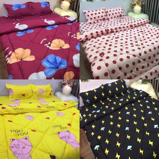 Sale Trọn Bộ Chăn Phao Ga Gối Cottong Poly 5 món y hình được chọn mẫu đẹp mê ly | BigBuy360 - bigbuy360.vn