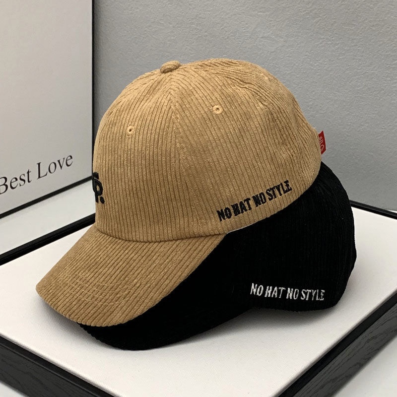 Mũ lưỡi trai vải nhung thêu chữ phong cách Hàn quốc