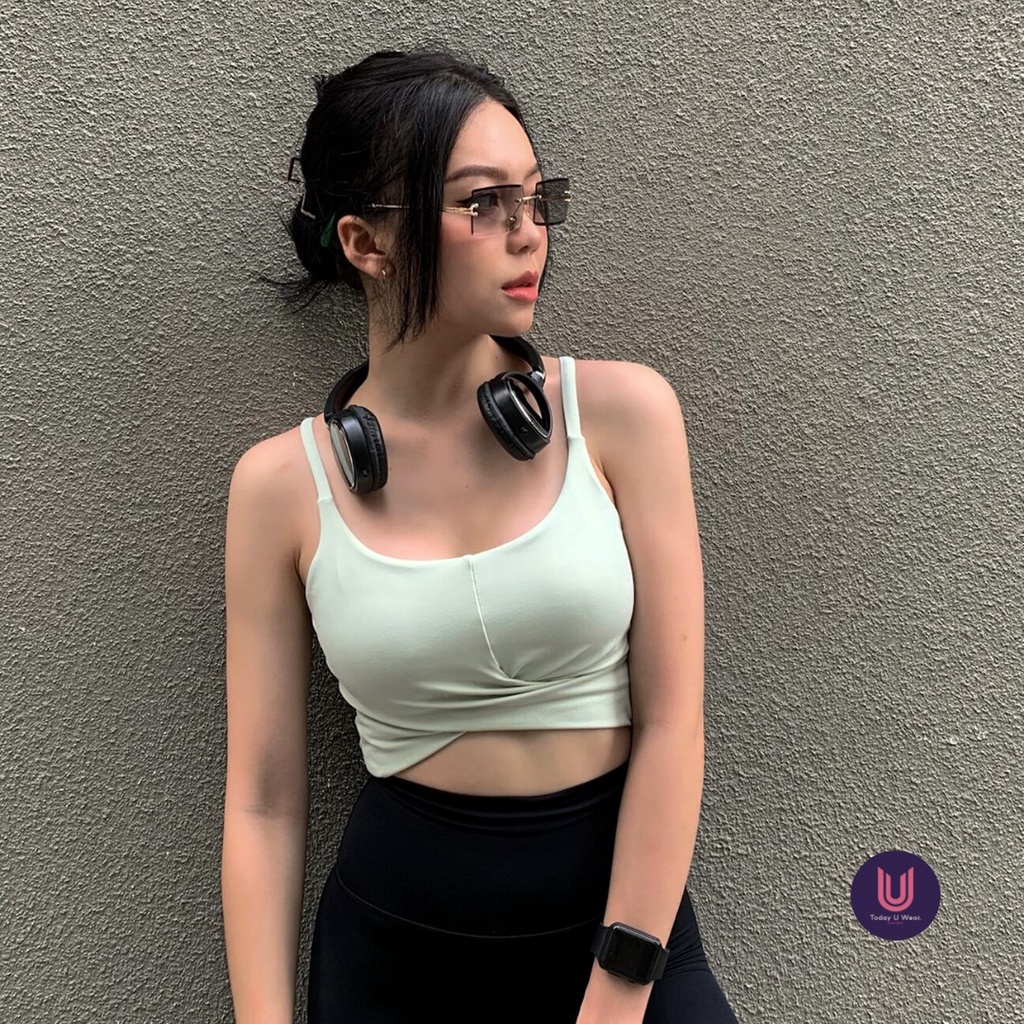 Áo Thể Thao Tập Gym Yoga Jolly Top (thiết kế cá tính với phần xoắn, co giãn tốt, ôm dáng, thoáng khí,có mút, không gọng)