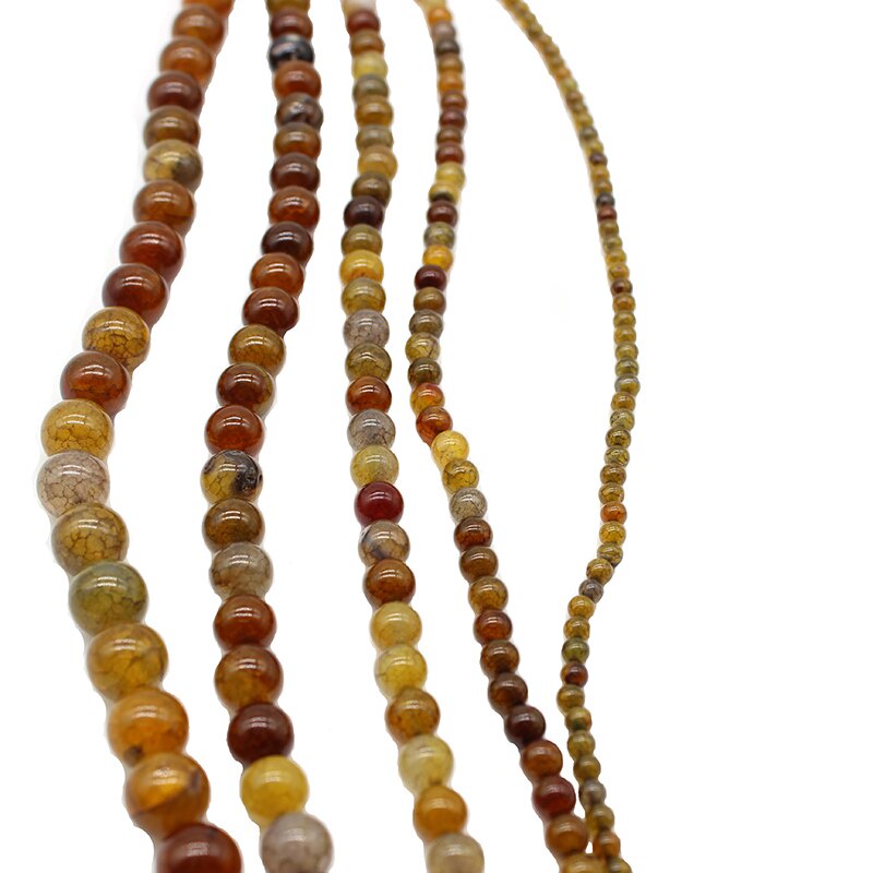 Chuỗi Hạt Đá Mã Não Tự Nhiên Hình Rồng Vàng 4-12Mm Dùng Làm Trang Sức diy