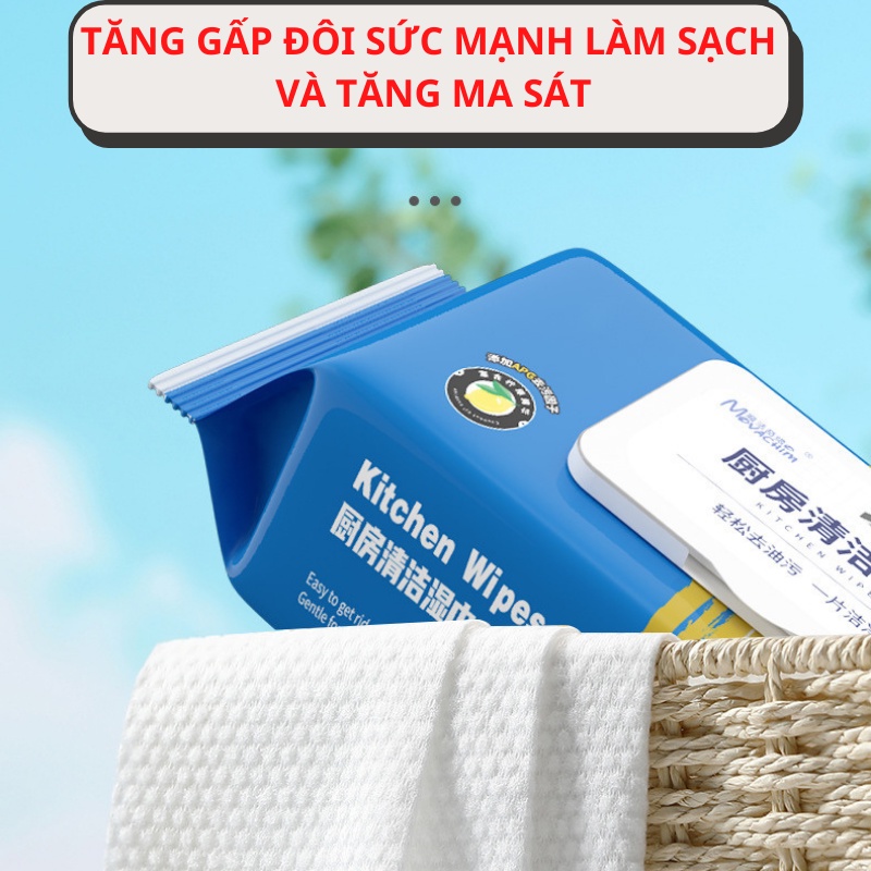 Khăn ướt lau bếp đa năng, giấy ướt lau vệ sinh nhà bếp, bát đĩa cơ lớn siêu dai an toàn cho da tay