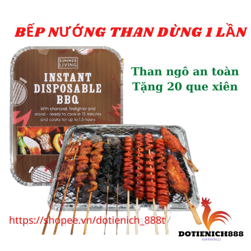 Bếp nướng than BBQ nướng thịt dùng một lần đi picnic dã ngoại phượt