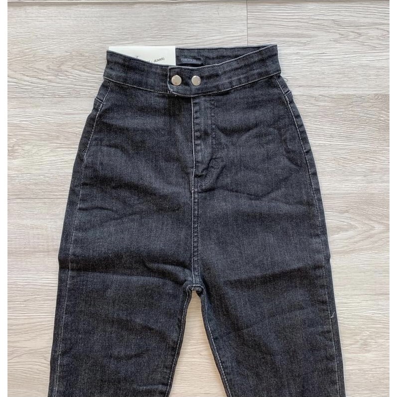 quần jeans lưng cạp cao - không túi 2 nút