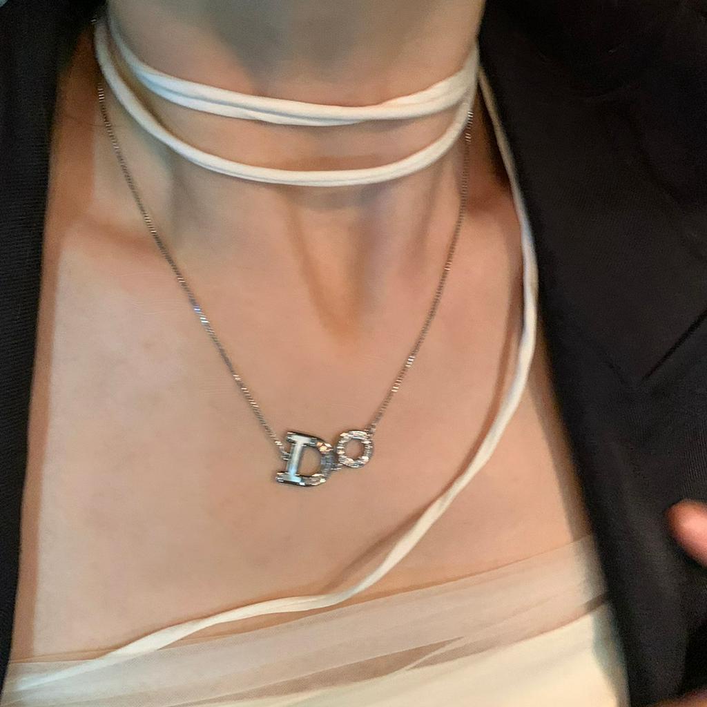 Dây Chuyền Mặt Chữ Niche Đính Đá Zircon Cao Cấp Sang Trọng Thời Trang 2023