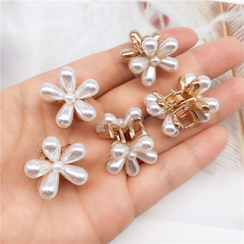 Kẹp Tóc Đính Đá Ngọc Trai Tròn Nhỏ Xinh Xắn Thời Trang