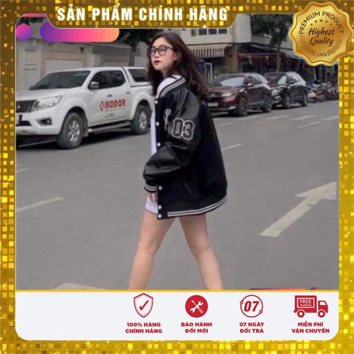 33Áo Khoác Bombe Nam Nữ Phối Tay Da - Áo Bomber Bóng Chày NY Chất Đẹp Có Ảnh Thật Rẻ Nhất Shopeee Luxy_Giày Hiệu Cao Cấp