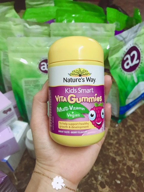Kẹo gum vitamin tổng hợp và rau cho trẻ Nature's way kids smart vita gummies Úc 60 viên
