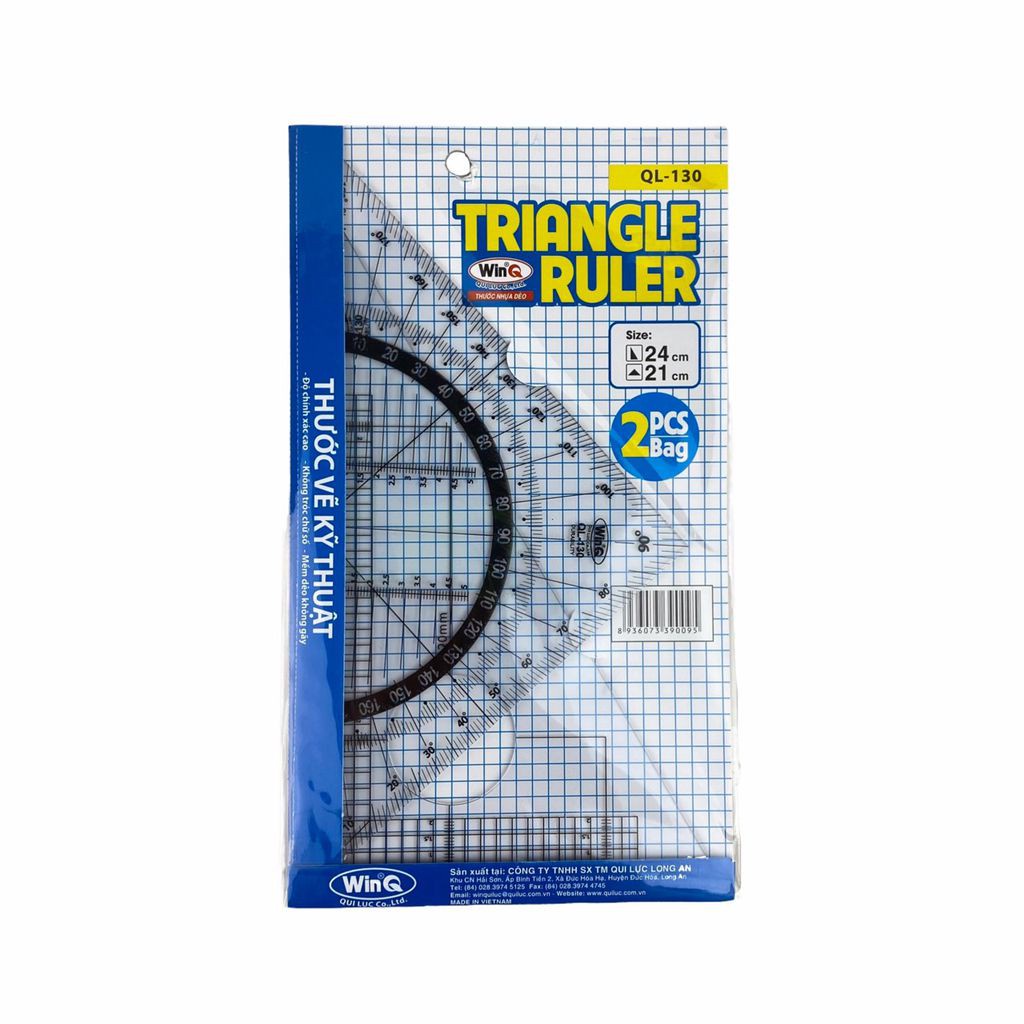 Thước vẽ kỹ thuật WINQ đo Góc Eke  Bộ 2 cây