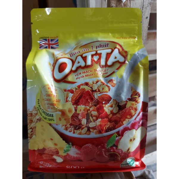 3 bịch OATTA - YẾN MẠCH TRÁI CÂY- HẠNH NHÂN, PHÔ MAI 800G