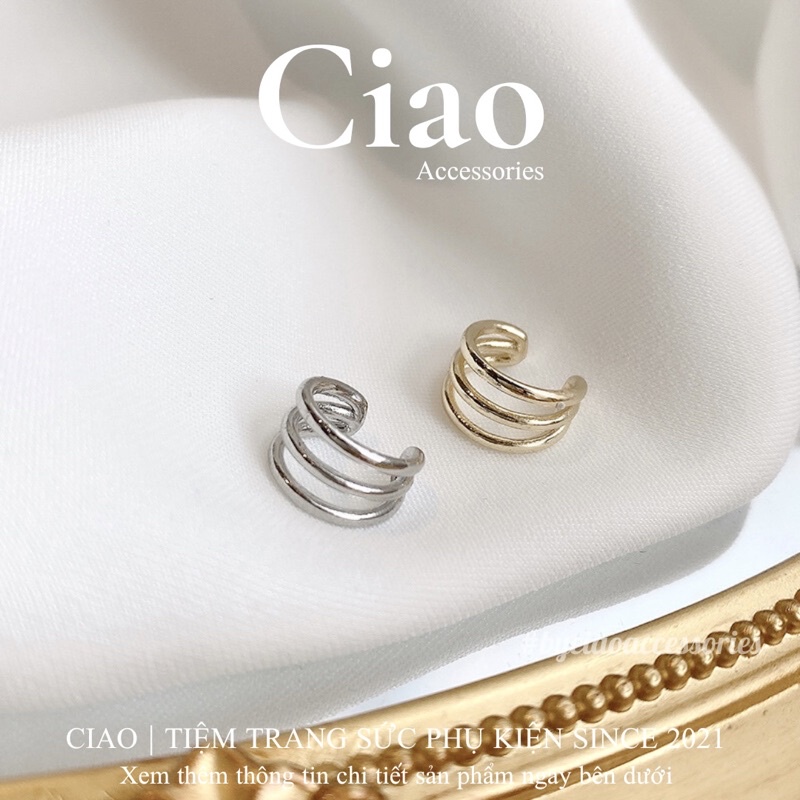 [HOẢ TỐC 1H] Khuyên vành tai/ Kẹp vành tai mạ bạc thiết kế mã 27 đơn giản Ciao accessories