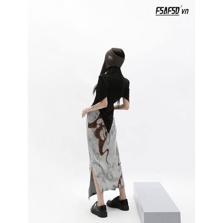 Chân Váy Chữ a Lưng Cao Xẻ Tà In Họa Tiết Xinh Xắn Dành Cho Nữ