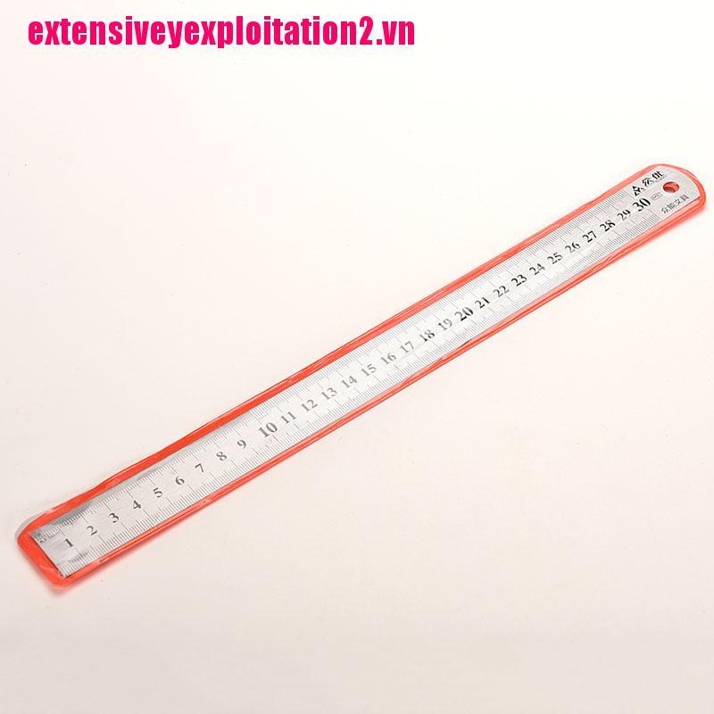Bộ 2 thước đo hai mặt bằng thép không gỉ cao cấp dài 30cm 3cc