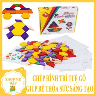Ghép Hình Bằng Gỗ ❤️FREESHIP❤️Ghép hình theo mẫu 125 Chi Tiết - Bộ ghép các khối tạo hình cho trẻ tư duy sáng tạo - DC16