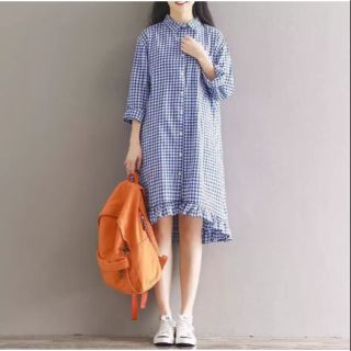 Đầm sơ mi caro lai bèo