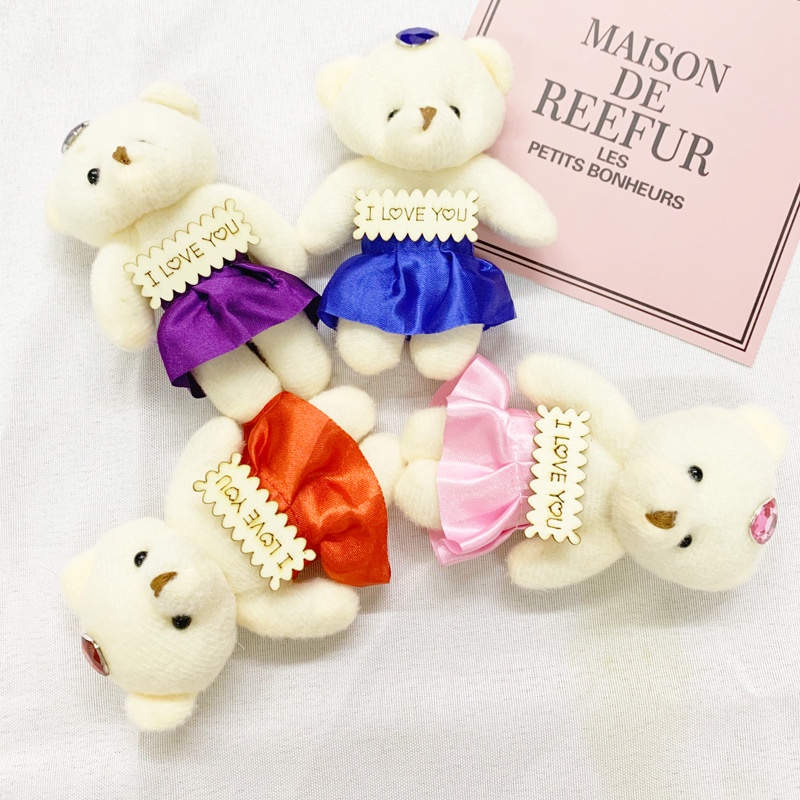 Gấu bông teddy mini decor góc học tập trang trí hộp quà - Gấu bông teddy kích cỡ 12cm