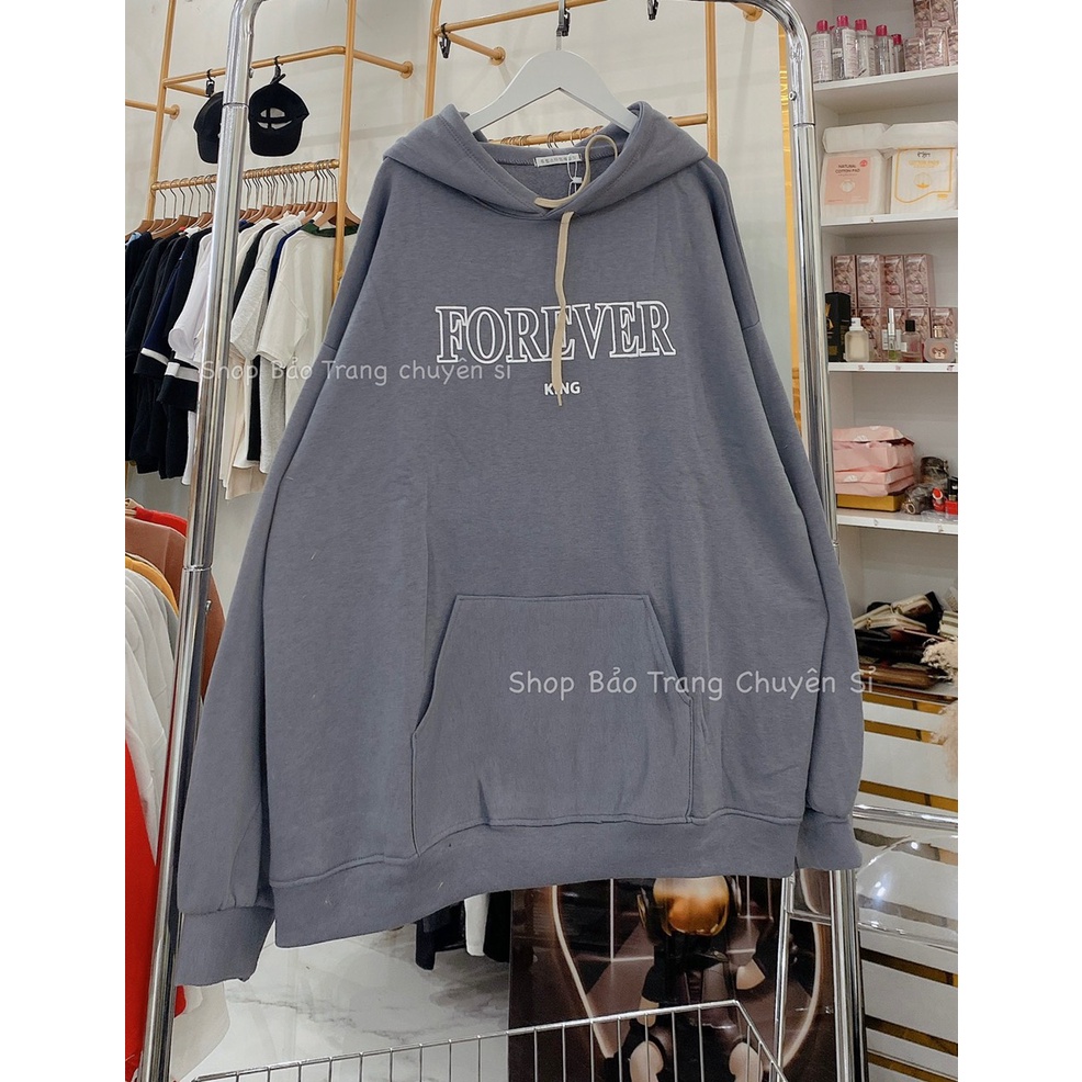 Hoodie Nỉ Chất Đẹp Nam Nữ Mũ 2 Lớp Tay Bồng Chữ Forrever Unisex Sweater Form Rộng Hàn Quốc