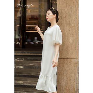 Đầm Maxi Tay Phồng The Maple Freesize Trắng