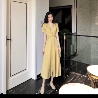 Váy dài xoắn eo ( Tặng 1 váy body như hình sau )