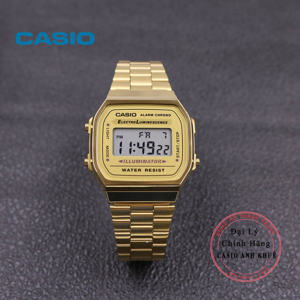 [Mã FARSBR243 giảm 15% đơn 249K] Đồng hồ Unisex Casio Vintage A168WG-9WDF dây kim loại