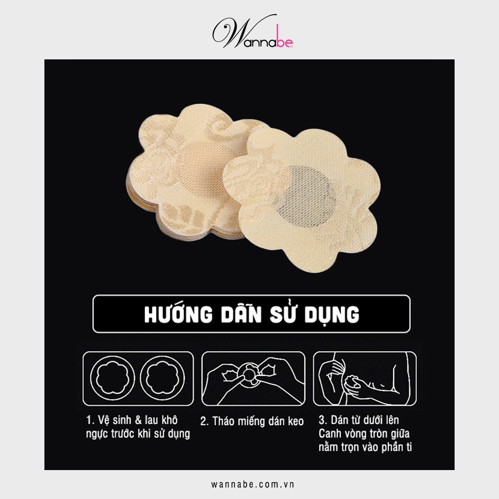 Miếng dán nhũ hoa, dán ti Wannabe DTV03 bằng vải hình bông hoa 7 cánh