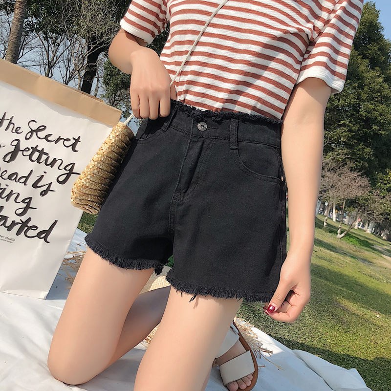 Quần short denim eo cao thời trang Hàn Quốc cá tính cho nữ