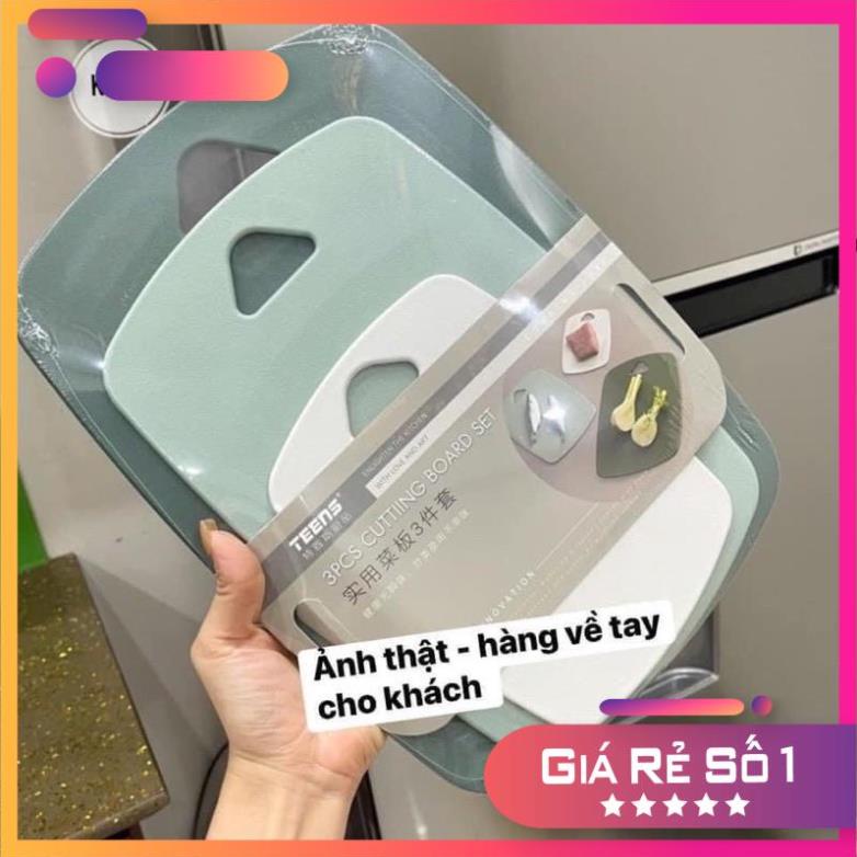 Thớt Kháng Khuẩn❤️𝑭𝑹𝑬𝑬𝑺𝑯𝑰𝑷 ❤ Combo 3 Thớt Nhựa Lúa Mạnh Nhiều Màu, Hàng Loại Đẹp Chất Lượng Cao Bonbistore