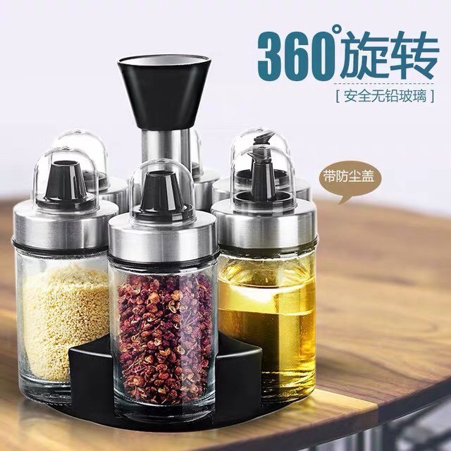 [SET 6 LỌ] GIA VỊ THỦY TINH XOAY 360 LOẠI ĐẸP