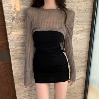 Áo croptop tay dài thời trang mùa thu hàn quốc