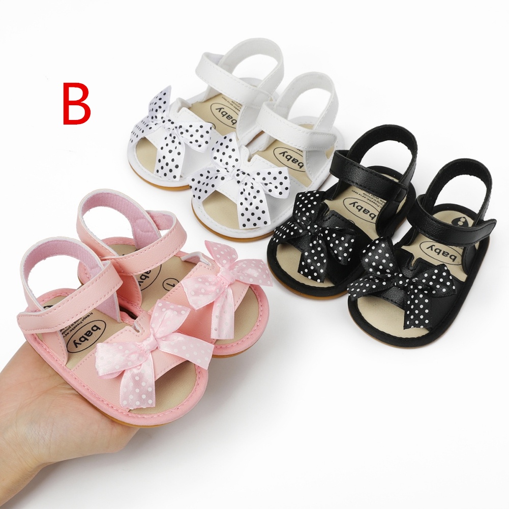 Xăng đan Tập Đi Chống Trượt Đính Nơ Cho Bé Gái 0-18 Tháng Tuổi