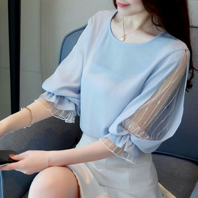 Sơ mi tay phối ren